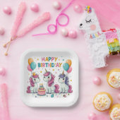 Happy Birthday Unicorns Papieren Bordje (Feest)