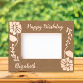 Happy Birthday Unieke Groovy Wildflower en blad Gegraveerde Lijstjes