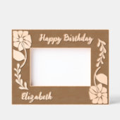 Happy Birthday Unieke Groovy Wildflower en blad Gegraveerde Lijstjes (Voorkant)