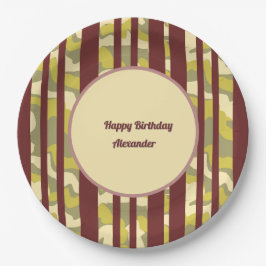 Happy Birthday Urban Camouflage Stripe Pattern Papieren Bordje