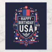 Happy Birthday USA 250 Wijn Etiket (Enkel label)
