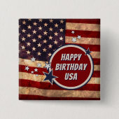 Happy Birthday USA (aanpasbaar) Vierkante Button 5,1 Cm (Voorkant)