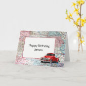 Happy Birthday USA Road Map Kaart (Gele Bloem)