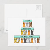 Happy Birthday van Alaska Cartoon Cats Briefkaart (Voorkant / Achterkant)