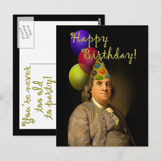 Happy Birthday van Ben Franklin Briefkaart (Voorkant / Achterkant)