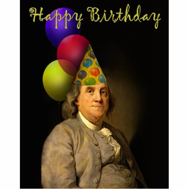 Happy Birthday van Ben Franklin Staand Fotobeeldje (Voorkant)