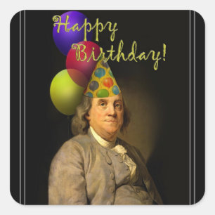 Happy Birthday van Ben Franklin Vierkante Sticker