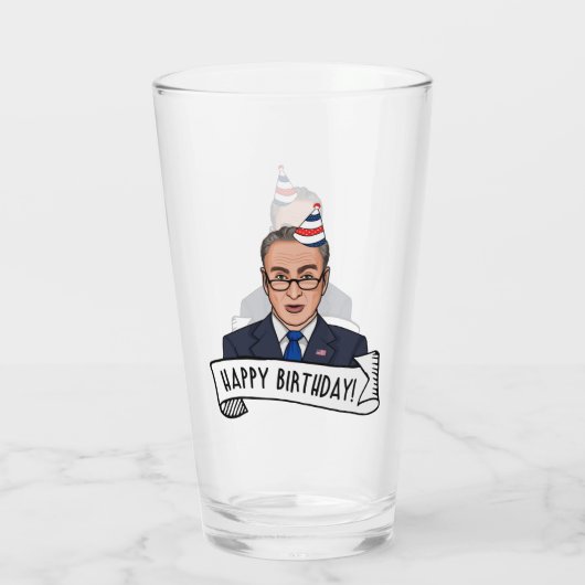 Happy Birthday van Chuck Schumer Glas (Achterkant)