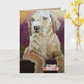 Happy Birthday van de hond Kaart (Gele Bloem)