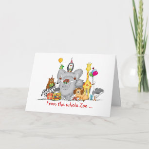 Happy Birthday van groep - Schattigee dierentuindi Kaart