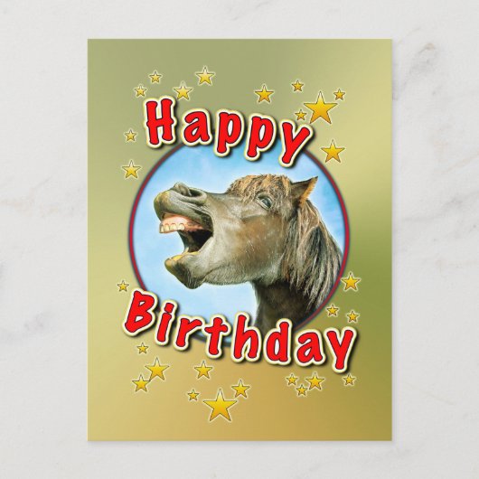 Happy Birthday van het lachende paard Briefkaart (Voorkant)