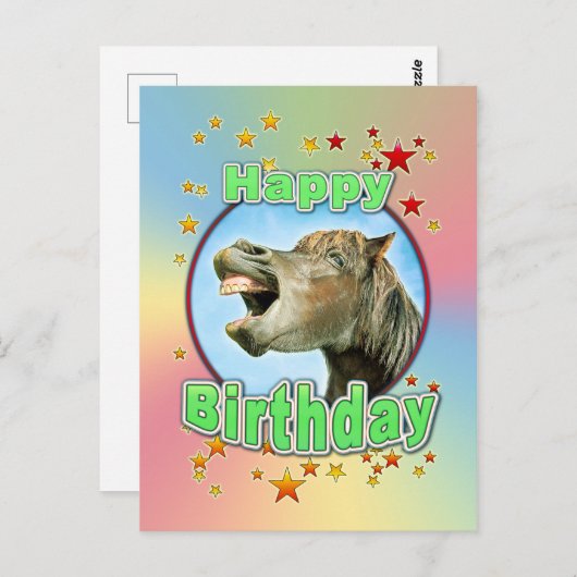 Happy Birthday van het lachende paard Briefkaart (Voorkant / Achterkant)