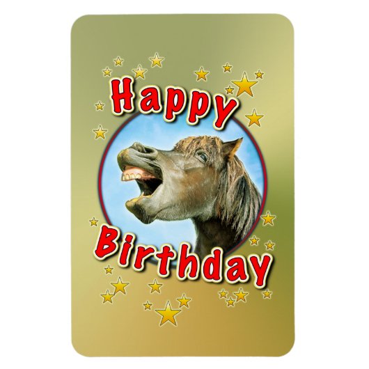 Happy Birthday van het lachende paard Magneet (Verticaal)