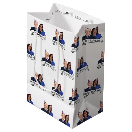Happy Birthday van Joe en Kamala Medium Cadeauzakje (Voorkant Gekanteld)