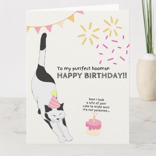 Happy Birthday van kat naar Purfect Hooman Kaart (Voorkant)