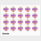 Happy Birthday van naam Balloon Pink Violet Roos Ronde Sticker (Vel)