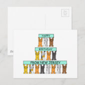 Happy Birthday van New Jersey Cartoon Cats Briefkaart (Voorkant / Achterkant)