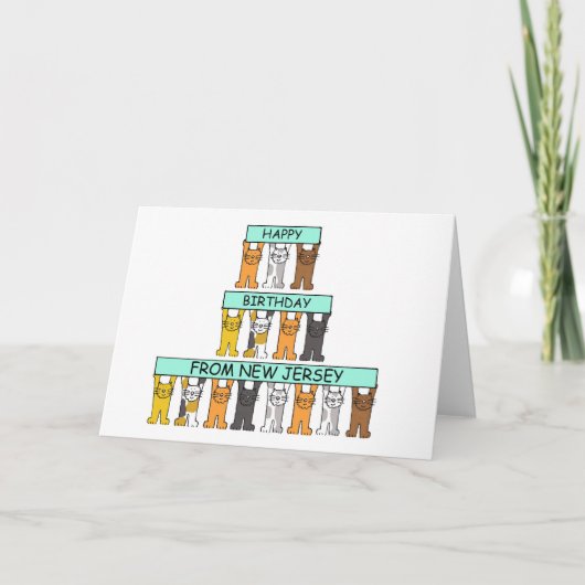 Happy Birthday van New Jersey Schattigee katten Kaart (Voorkant)