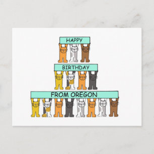 Happy Birthday van Oregon Cartoon Cats Briefkaart