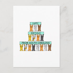 Happy Birthday van South Carolina Cartoon Cats Briefkaart