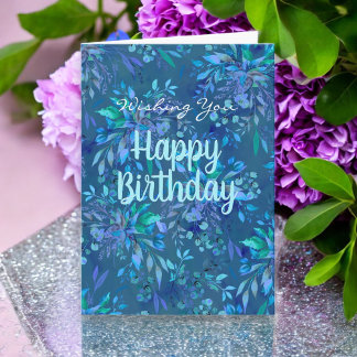 Happy Birthday Vandaag en Altijd Blauw Blauwgroen  Kaart