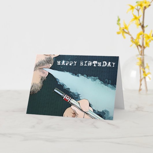 Happy Birthday Vaping Kaart (Gele Bloem)