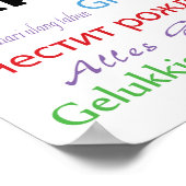 Happy Birthday Veel talen kleurrijke Typografie Poster (Hoek)