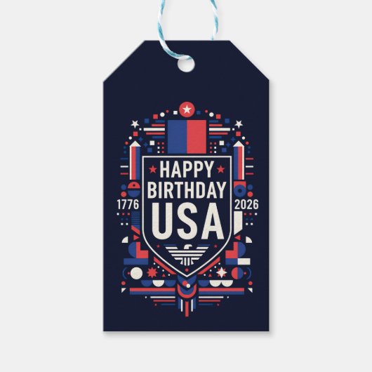 Happy Birthday Verenigde Staten 250 Cadeaulabel (Voorkant)