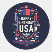 Happy Birthday Verenigde Staten 250 Ronde Sticker (Voorkant)