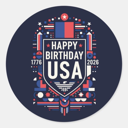 Happy Birthday Verenigde Staten 250 Ronde Sticker (Voorkant)