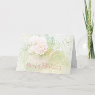 Happy Birthday Vervaagde Texturen Peony Boeket Kaa Kaart
