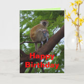 Happy Birthday Vervet Monkey Moeder en Kind Kaart (Gele Bloem)