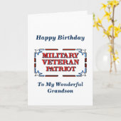 Happy Birthday Veteran Grandson Kaart (Gele Bloem)