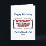 Happy Birthday Veteran Son Kaart<br><div class="desc">Christelijke Birthday Kaart voor militaire veteranenzoon! Omvat het Zemende Manuscript en de wensen van de Dagen binnen.</div>