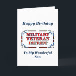 Happy Birthday Veteran Son Kaart<br><div class="desc">Christelijke Birthday Kaart voor militaire veteranenzoon! Omvat het Zemende Manuscript en de wensen van de Dagen binnen.</div>