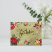 Happy Birthday Vibrant Rozen en Violin Briefkaart (Staand voorkant)