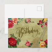 Happy Birthday Vibrant Rozen en Violin Briefkaart (Voorkant / Achterkant)