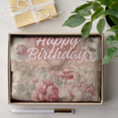 Happy Birthday Victoriaans Rozen Illustratie Tissuepapier (Geschenk)