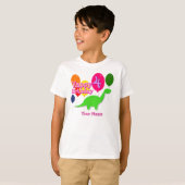Happy Birthday Vier jaar ballon Dinosaurs TShirt (Voorkant volledig)
