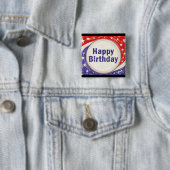 Happy Birthday Vierkante Button 5,1 Cm (In situ)