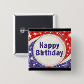 Happy Birthday Vierkante Button 5,1 Cm (Voorkant /achterkant)
