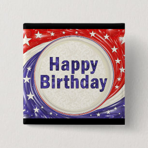 Happy Birthday Vierkante Button 5,1 Cm