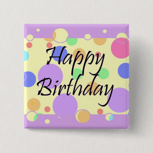 Happy Birthday Vierkante Button 5,1 Cm