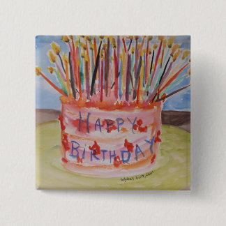 Happy Birthday Vierkante Button 5,1 Cm