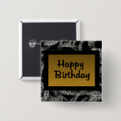 Happy Birthday Vierkante Button 5,1 Cm (Voorkant /achterkant)
