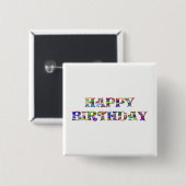 Happy Birthday Vierkante Button 5,1 Cm (Voorkant /achterkant)