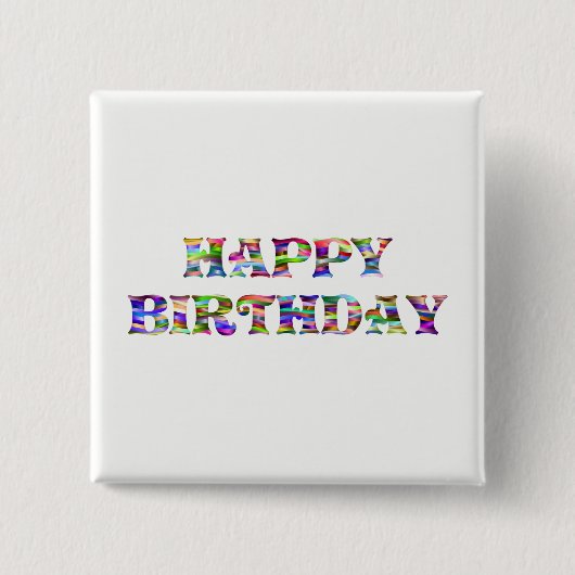 Happy Birthday Vierkante Button 5,1 Cm (Voorkant)