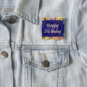 Happy Birthday Vierkante Button 5,1 Cm (In situ)
