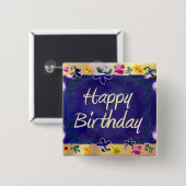 Happy Birthday Vierkante Button 5,1 Cm (Voorkant /achterkant)