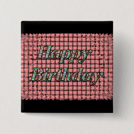Happy Birthday Vierkante Button 5,1 Cm (Voorkant)